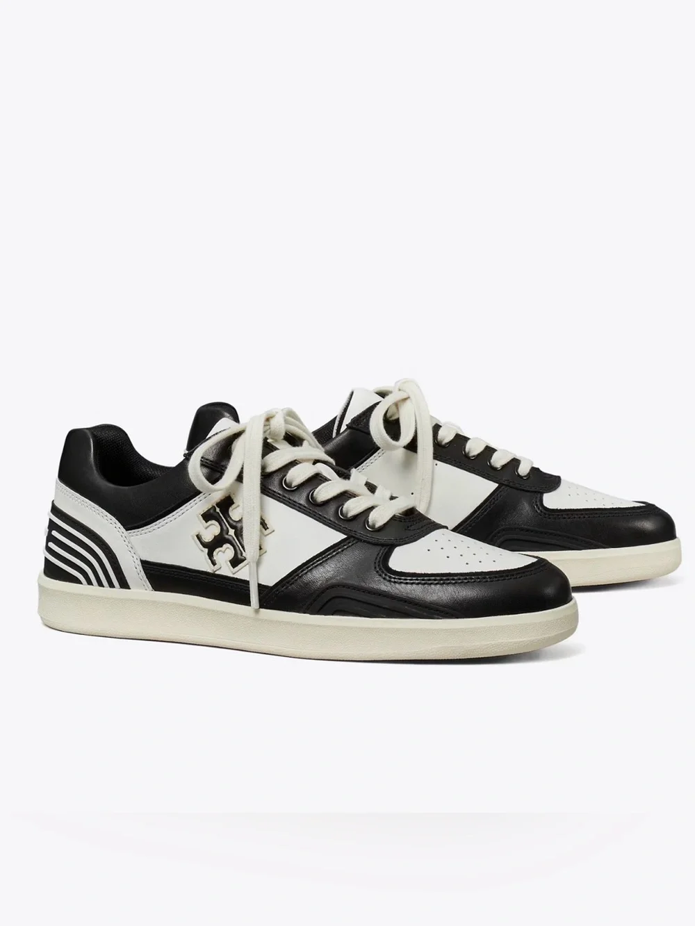 NWT Tory Burch black & white Napa leather sneakers - box, dust bag & extra laces